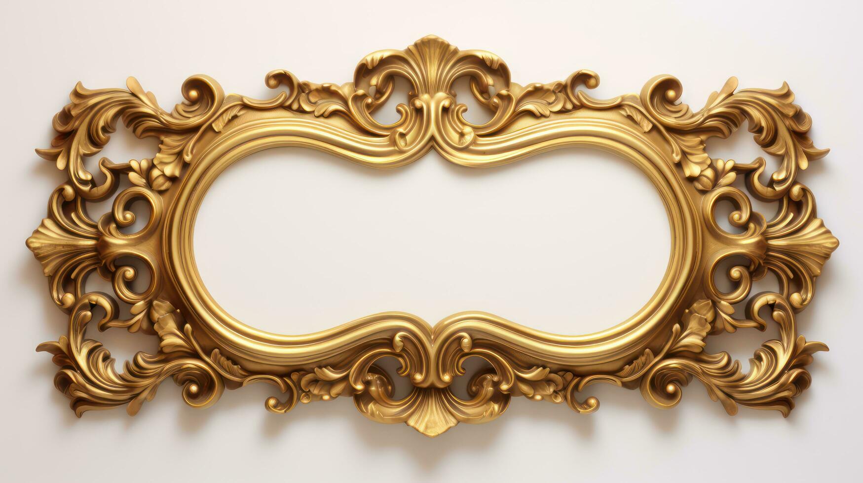 AI generated Golden decorative vintage frame. Generative AI photo