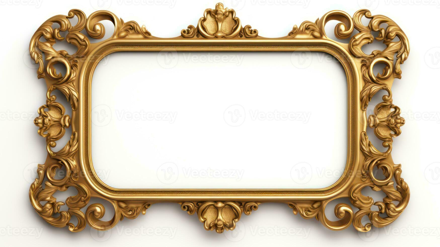 AI generated Golden decorative vintage frame. Generative AI photo