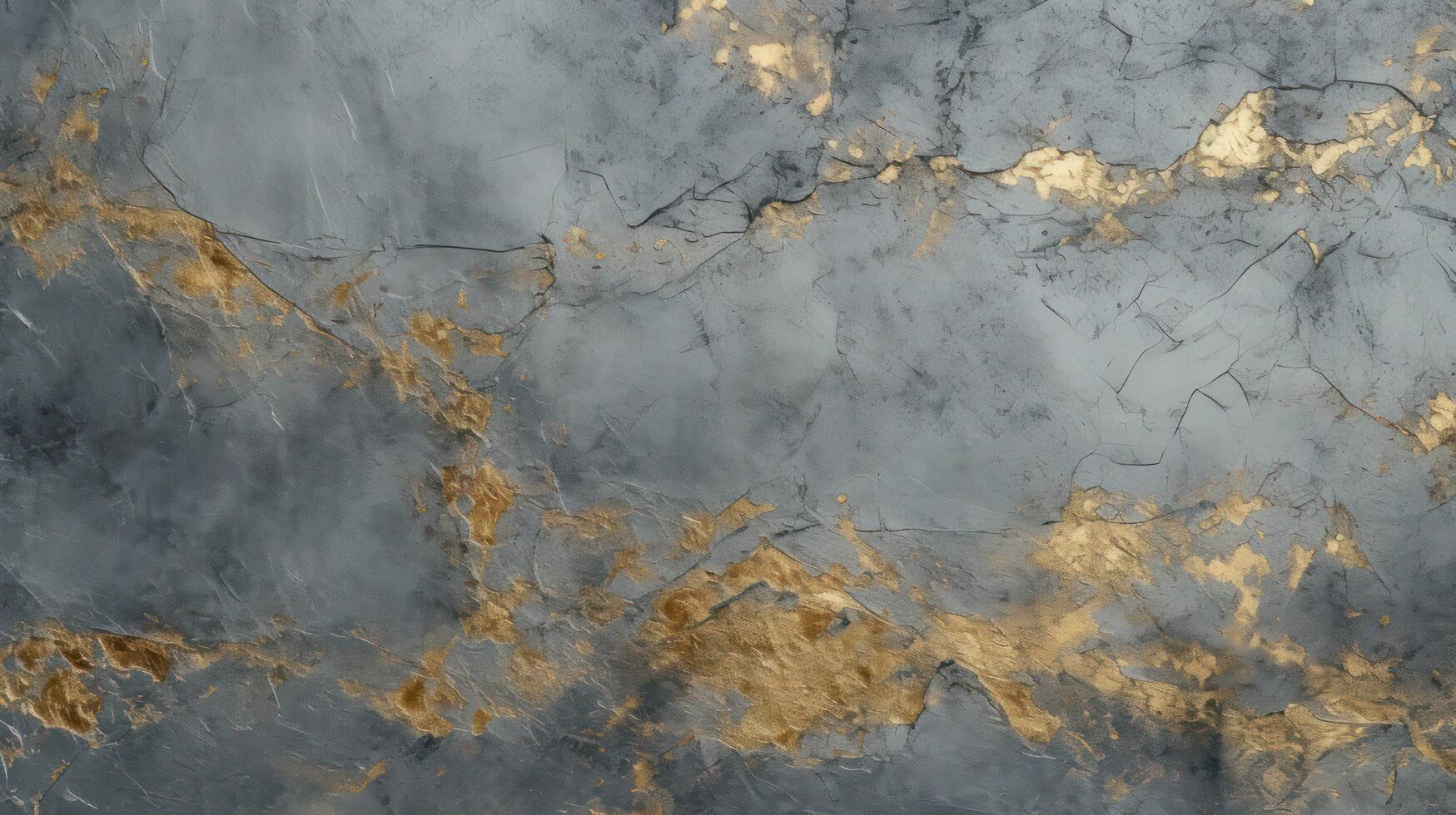 AI generated Dark grey and golden grunge decorative plaster wall abstract background. Generative AI photo