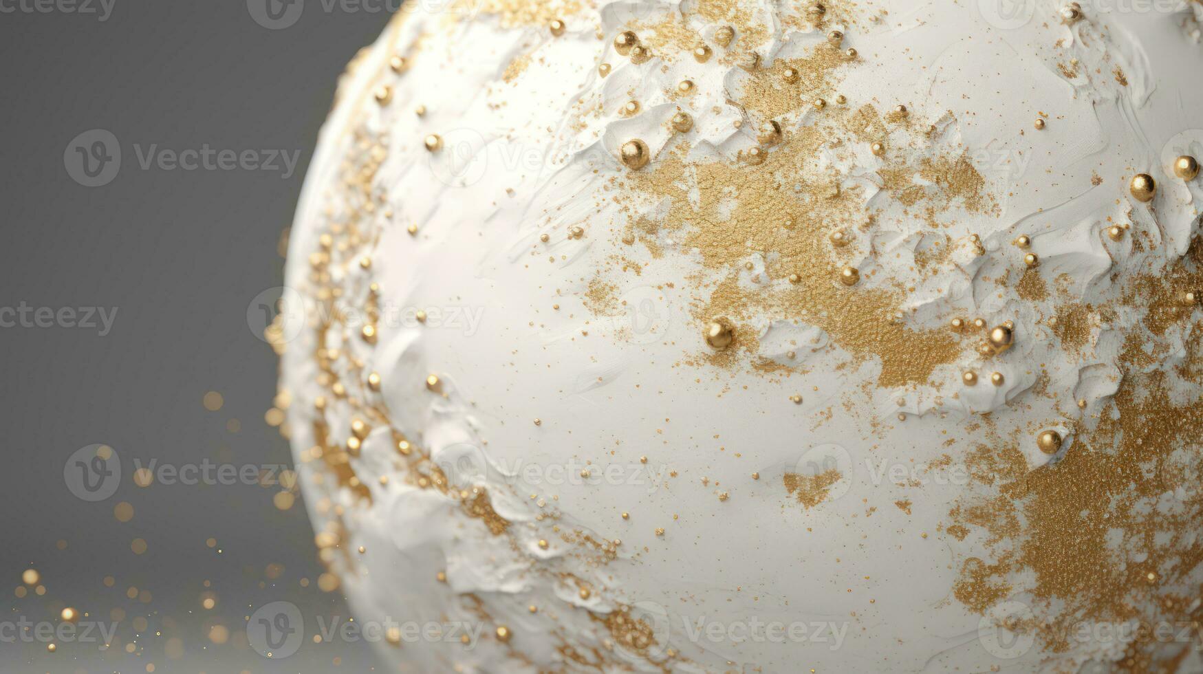 AI generated White and golden grunge 3d decorative sphere abstract background. Generative AI photo