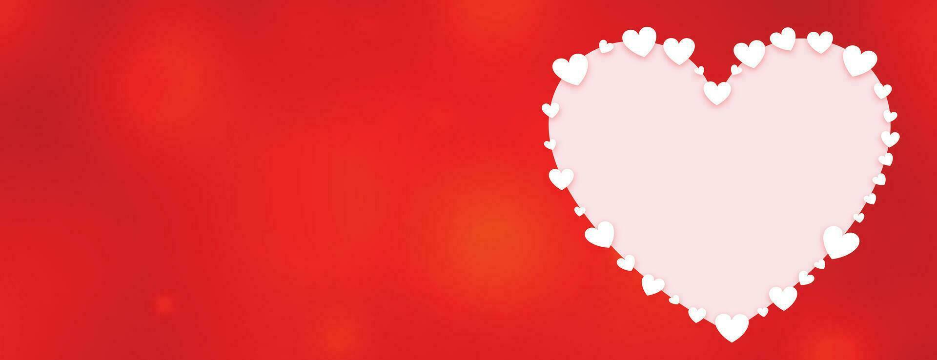 decorative heart valentines day red banner vector