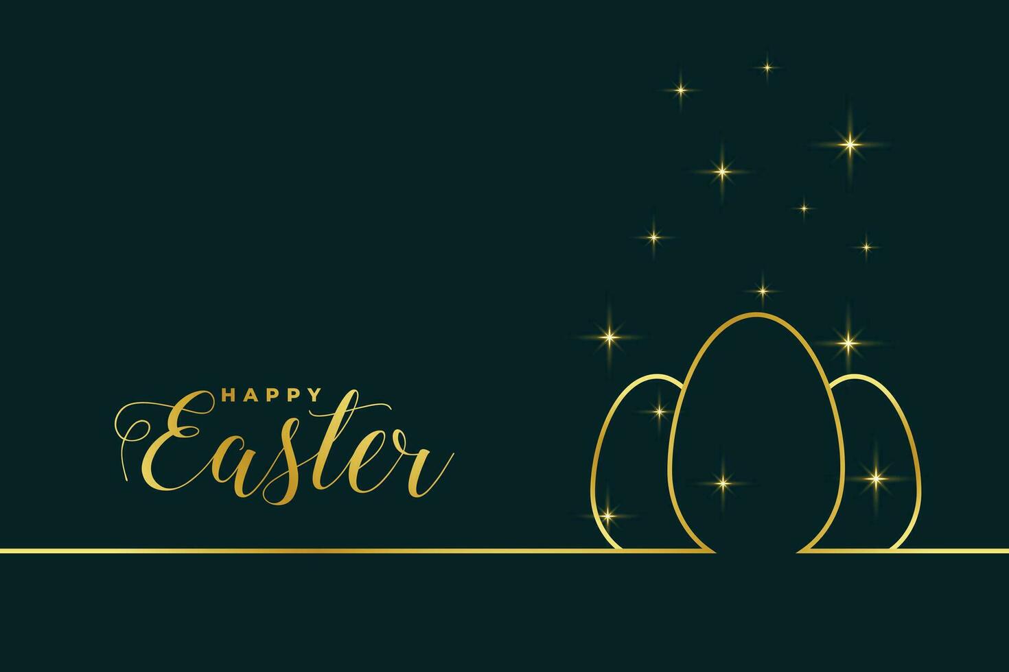 Pascua de Resurrección festival saludo en línea dorado estilo vector