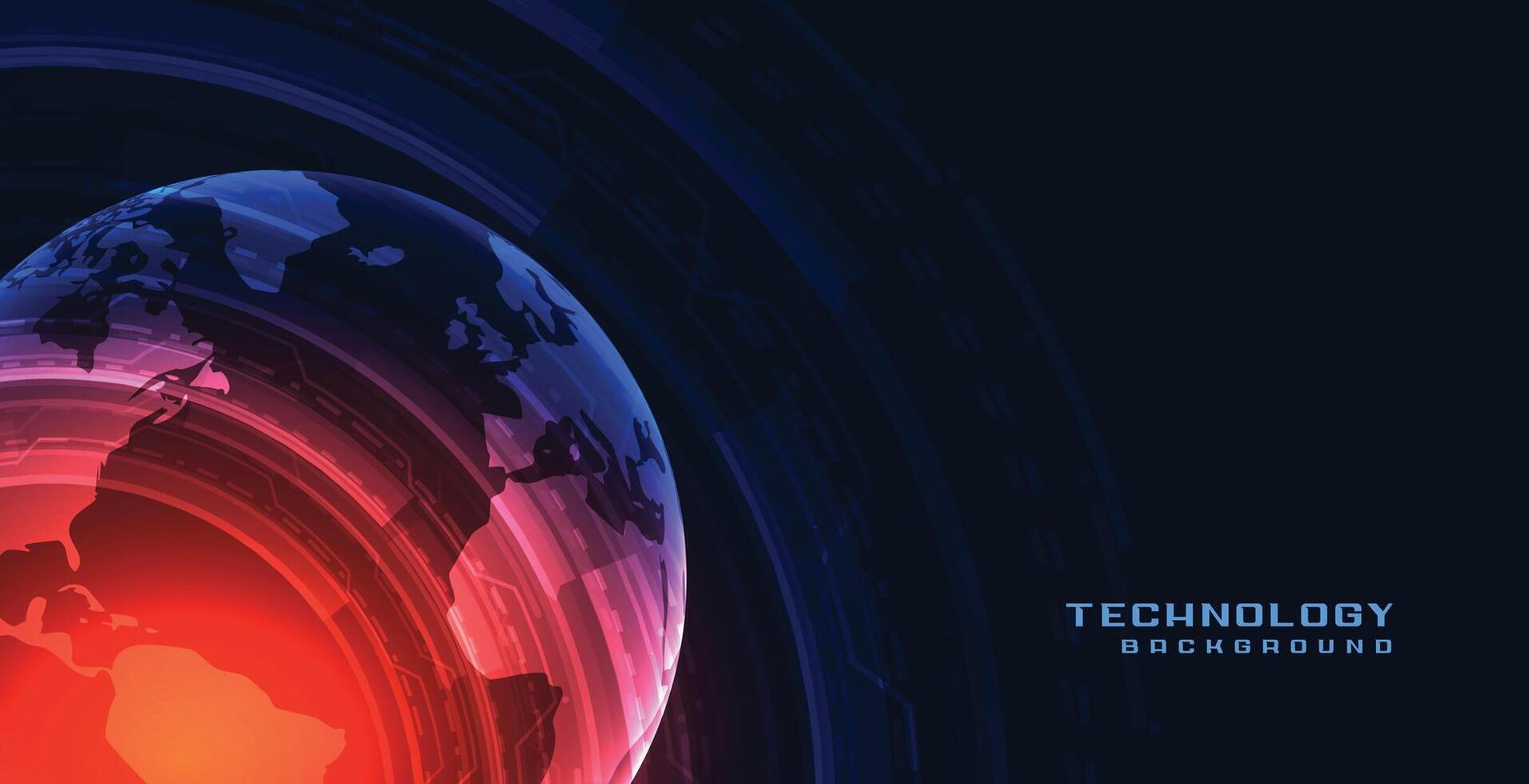 technology banner with earth shape vector