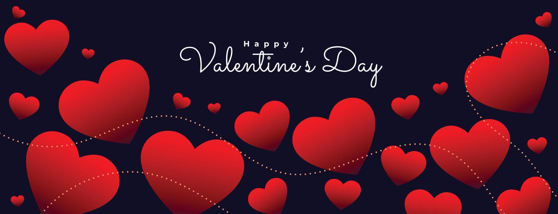 valentines day floating red hearts banner vector