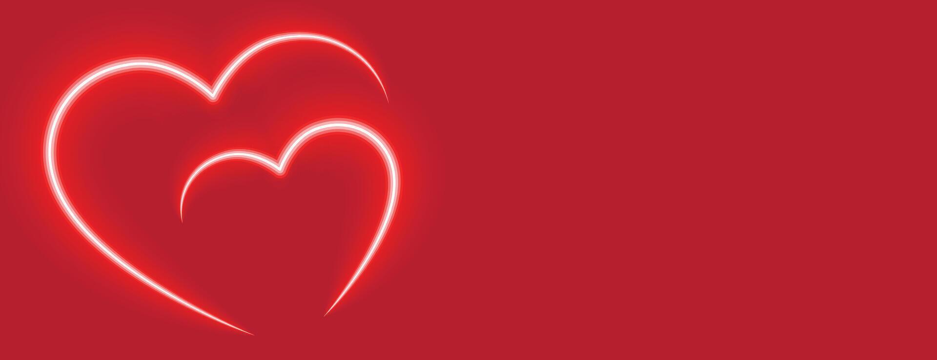 two love neon red hearts valentines day banner vector