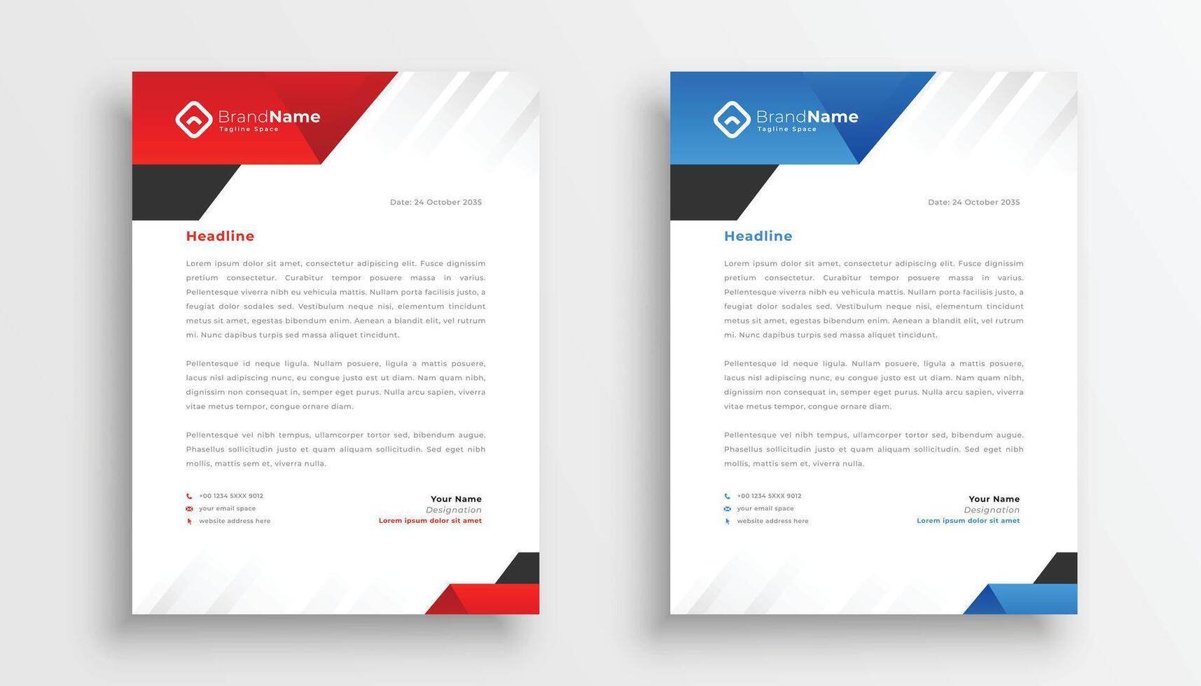 modern business letterhead pack template set of two vector