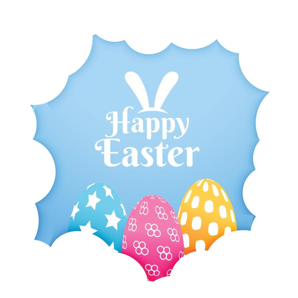 nice easter card with three eggs vector