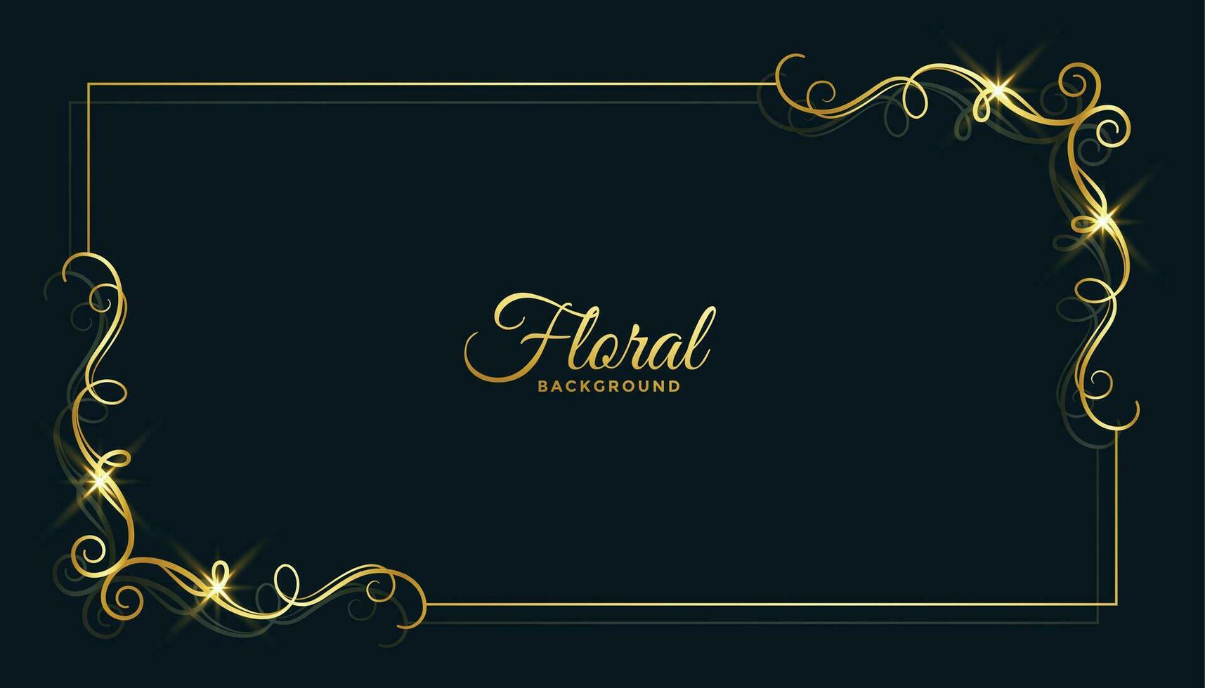 golden floral frame background design vector