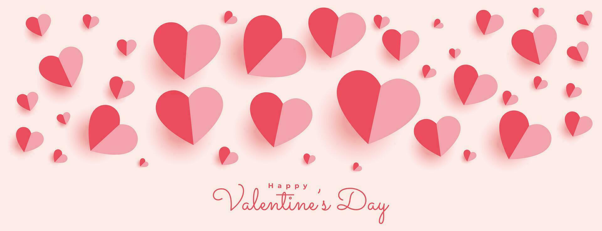 lovely paper hearts banner for valentines day vector