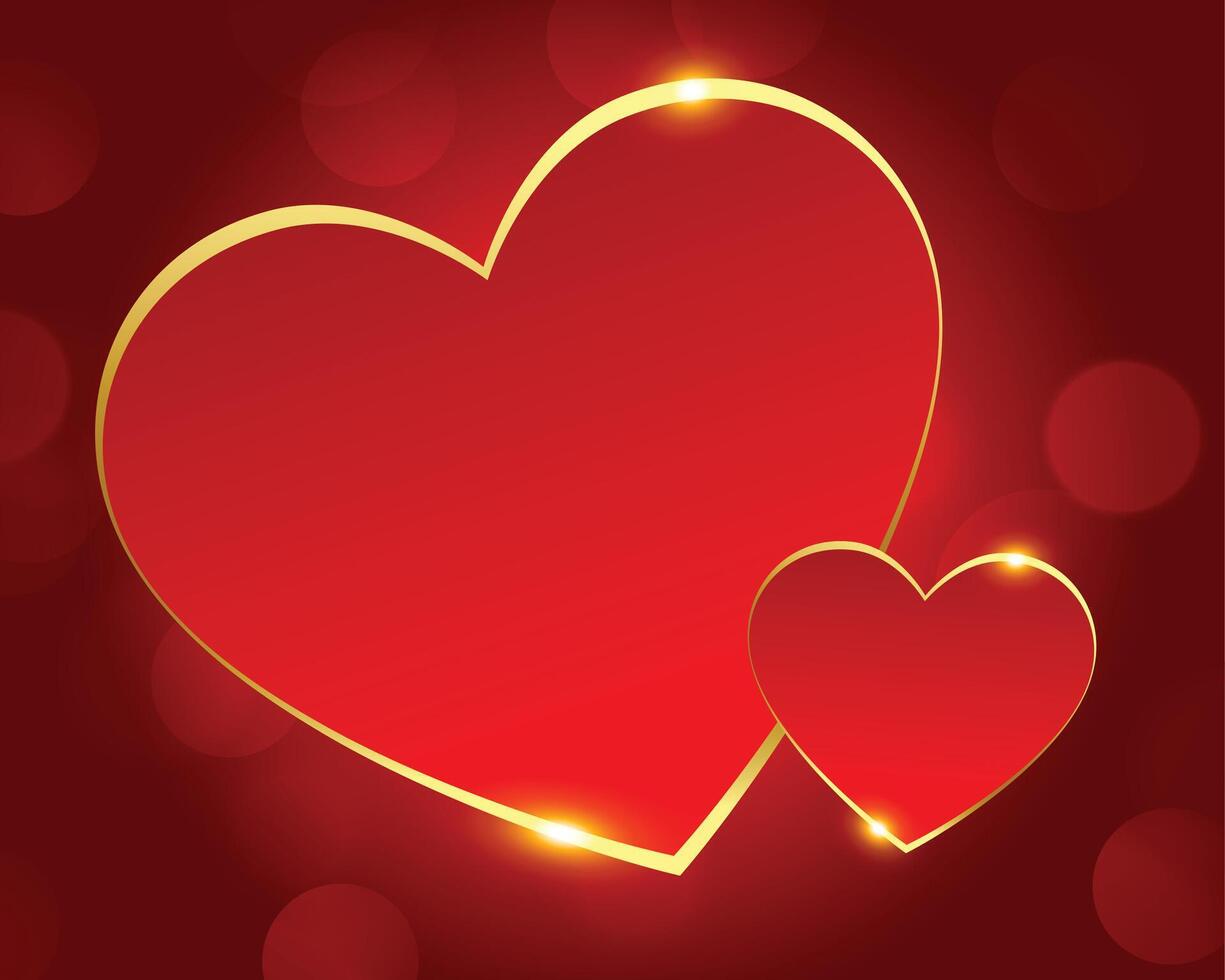 romántico rojo y dorado amor corazones antecedentes vector