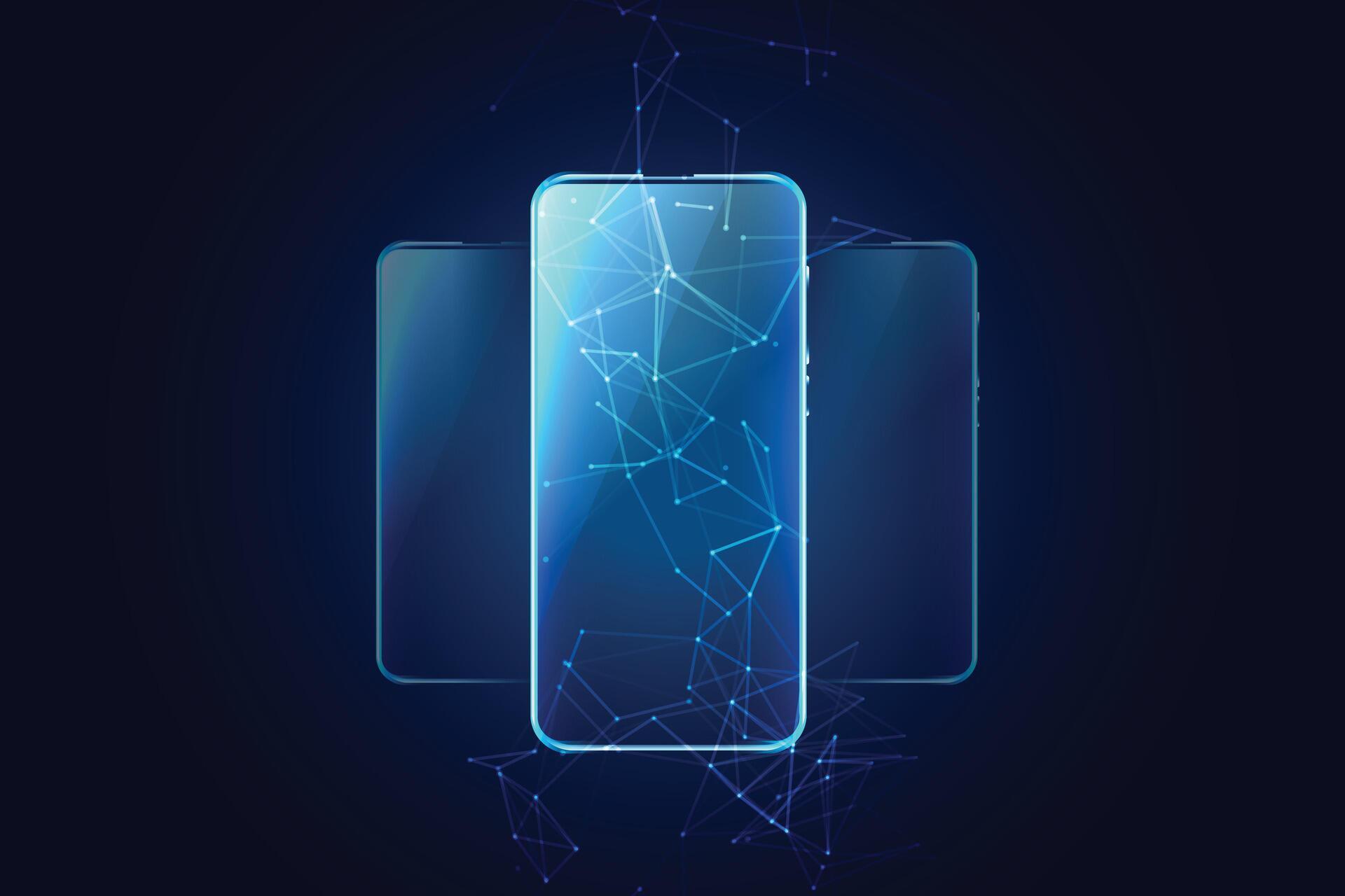 Mobile technology background with three phones 36889881 vector art at