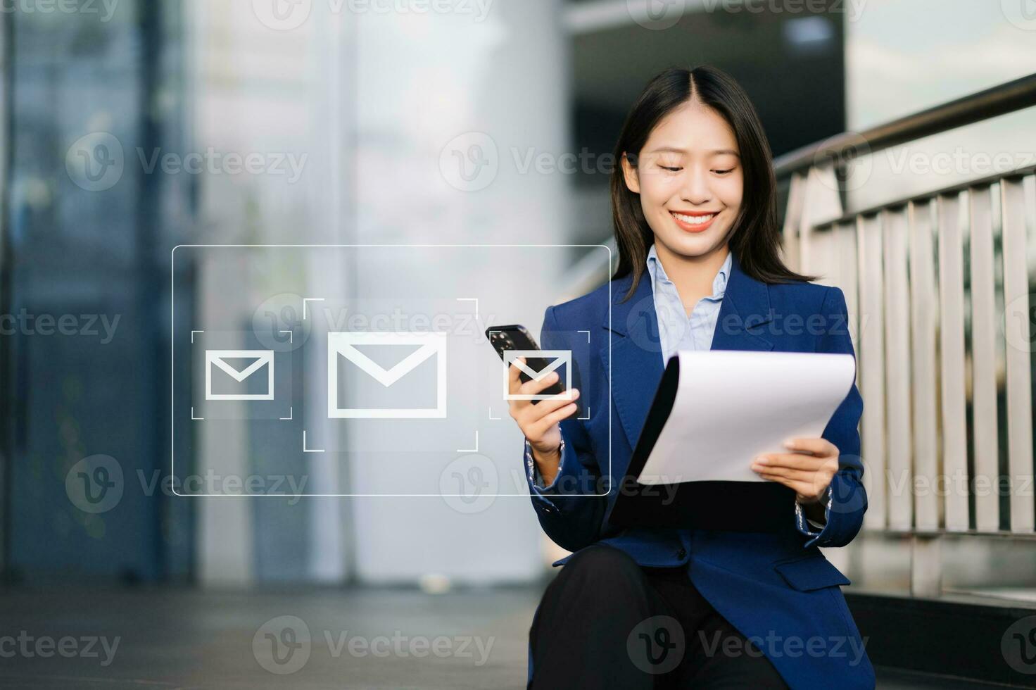 Woman hands using Laptop, tablet typing on keyboard and surfing the internet with email icon, email marketing concept, send e-mail or newsletter, online working photo