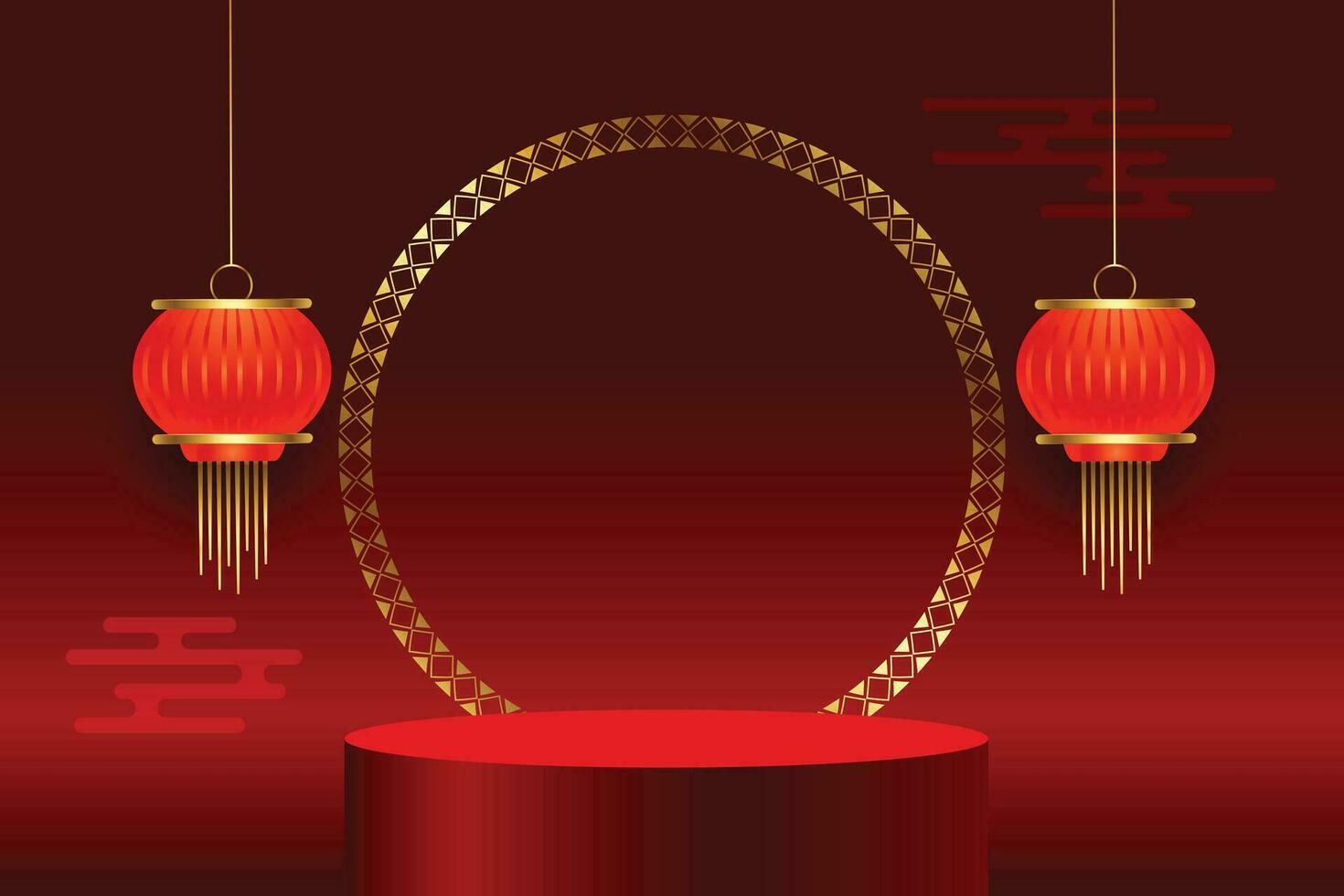 rojo chino antecedentes con podio para producto monitor vector