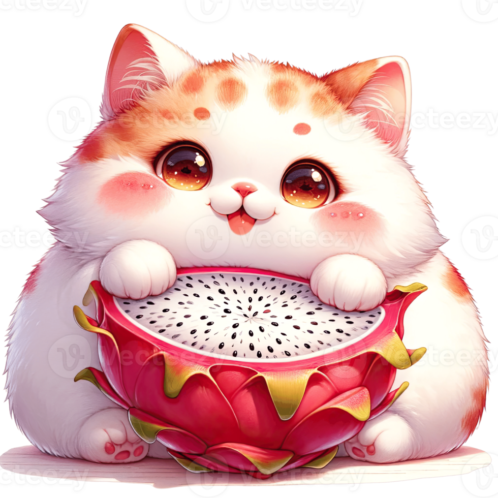 AI generated A cute chubby cat with fruit png