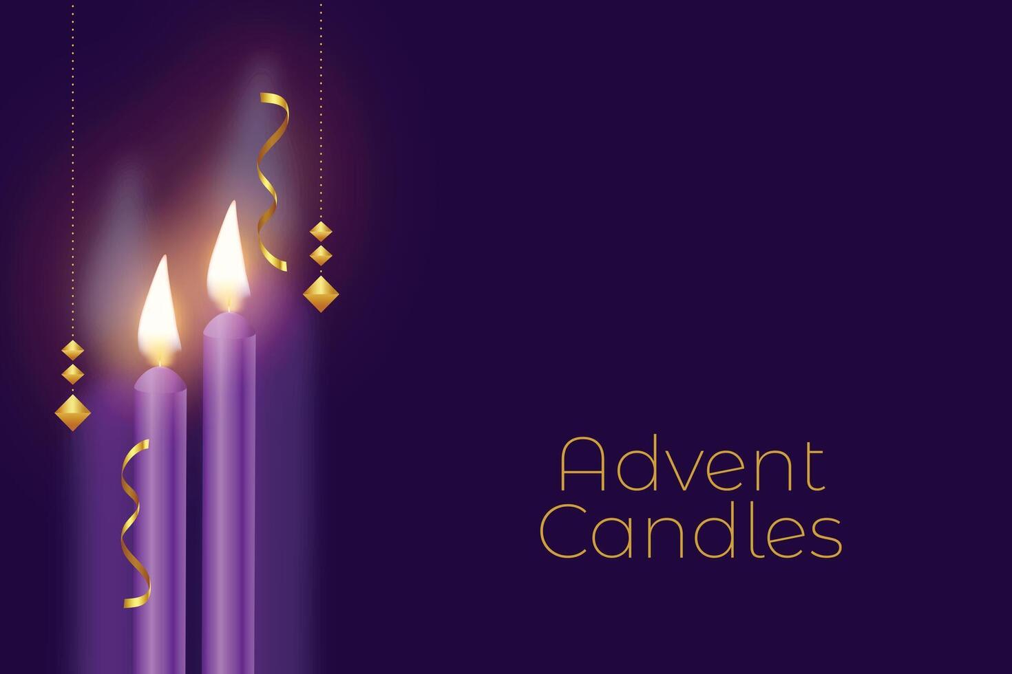 realistic advent purple candles background vector