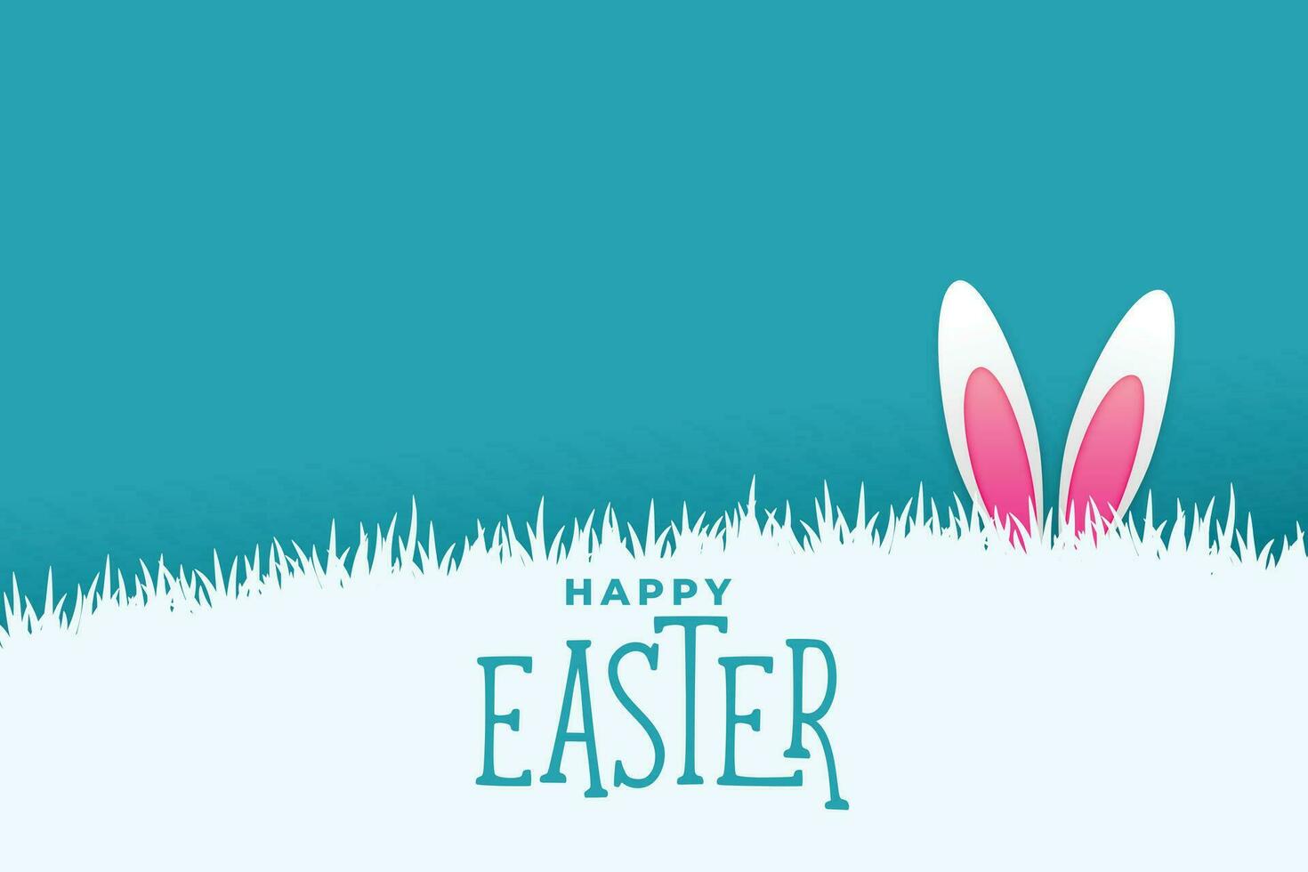 easter card with bunny rabbit peeing behind grass vector