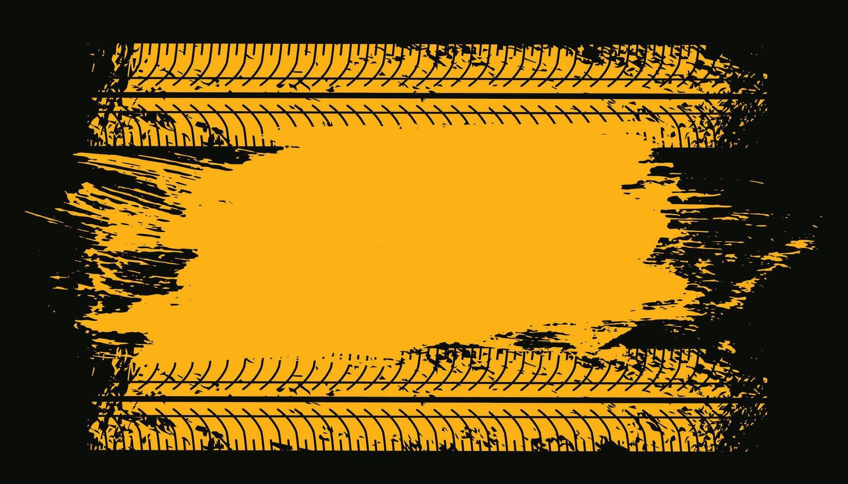 tire track print marks on yellow grunge texture vector