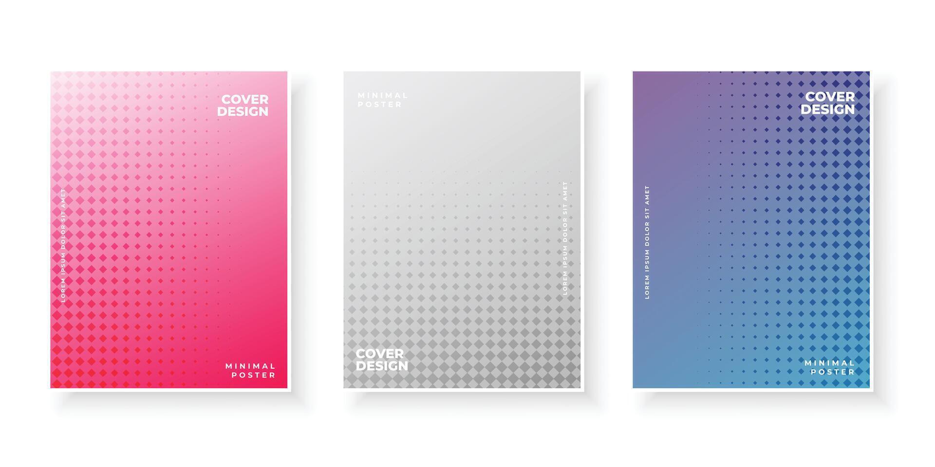 Colorful gradient covers with dots pattern design set vector