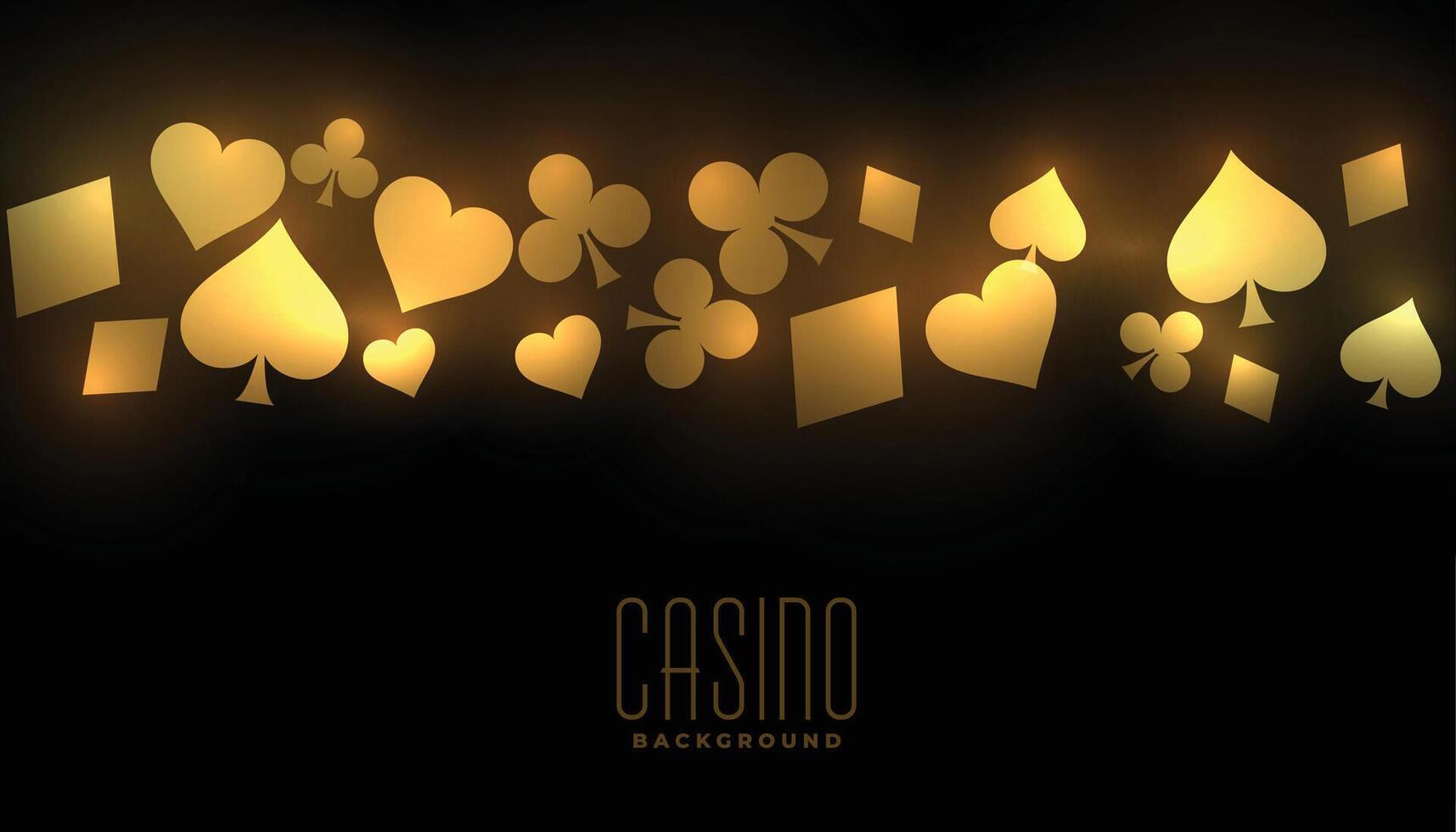 golden casino background with card suit symbols vector