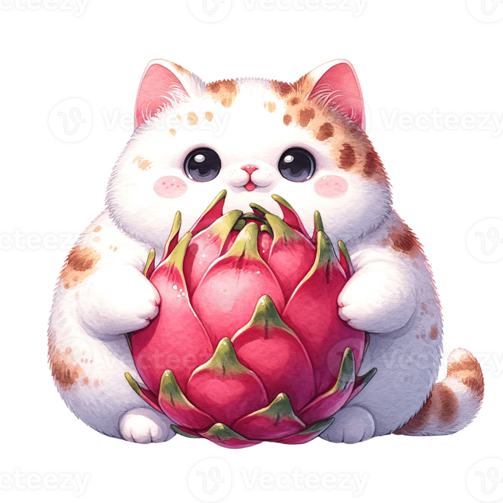 AI generated A cute chubby cat with fruit png