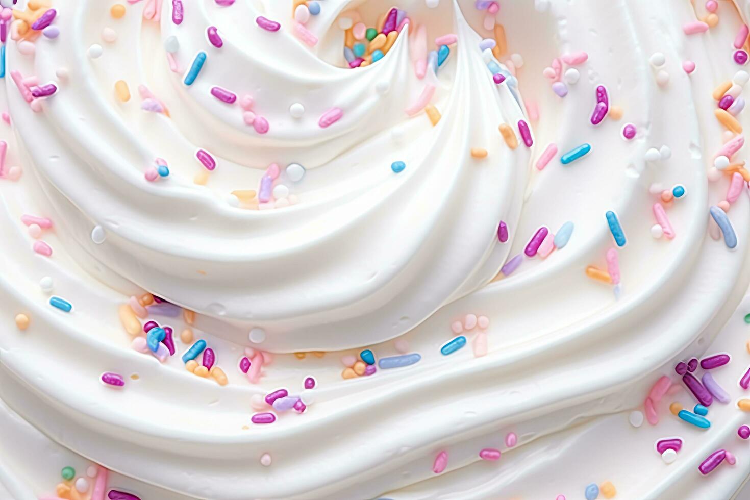 AI generated Whipped cream and sprinkles, close up. photo