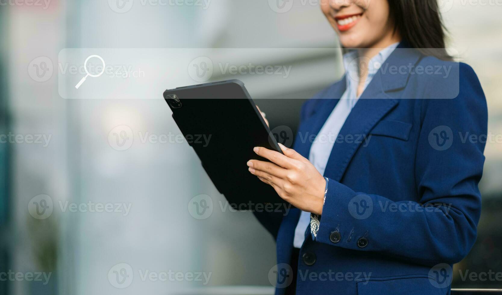 Searching Browsing Internet Data Information Networking Concept with blank search bar. photo