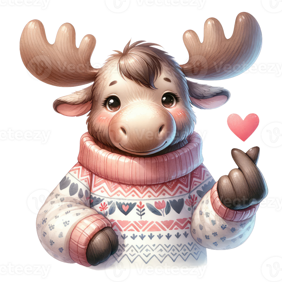 AI generated animal valentine and element png