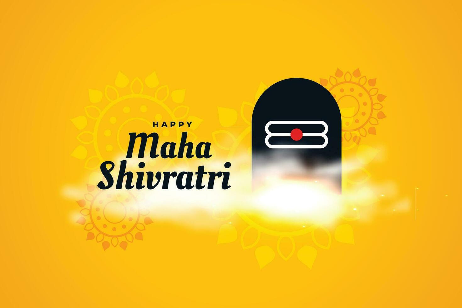 maha shivratri festival yellow greeting with shivling idol vector