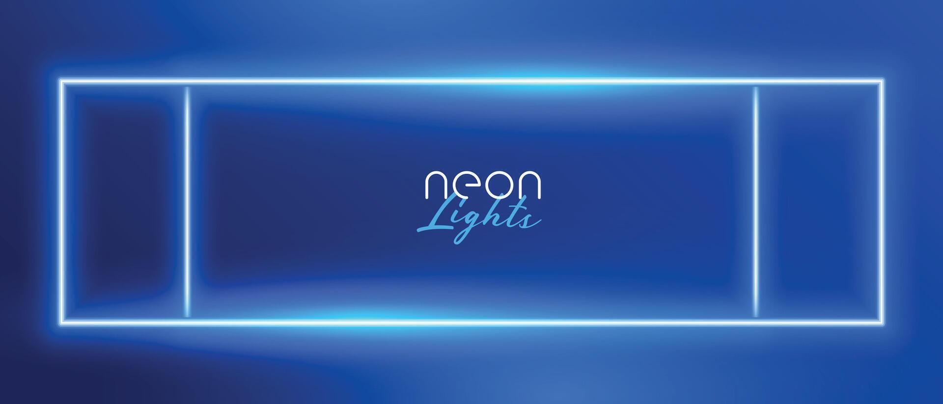 blue neon rectangle frame background design vector