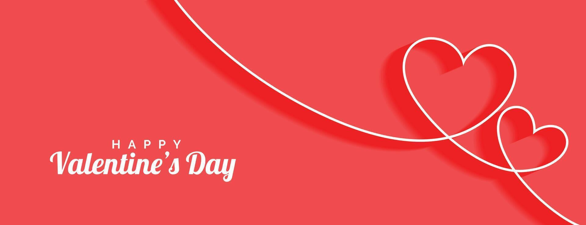 happy valentines day line hearts love banner vector