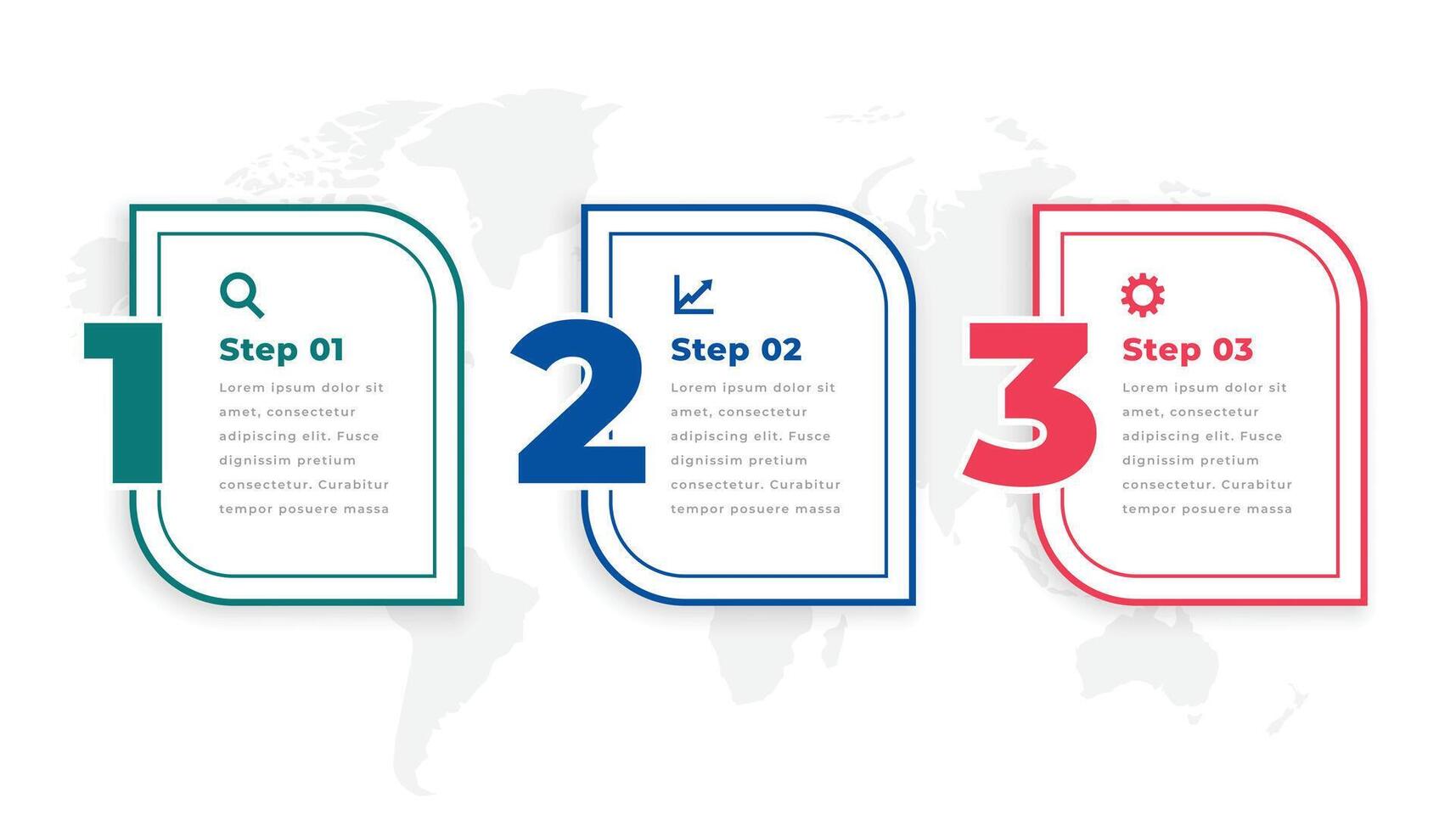 three steps modern timeline infographic template vector