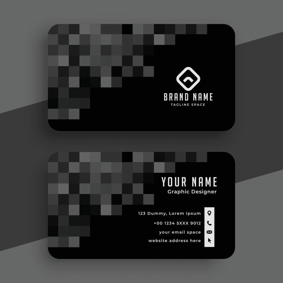 black pixel business card template design vector