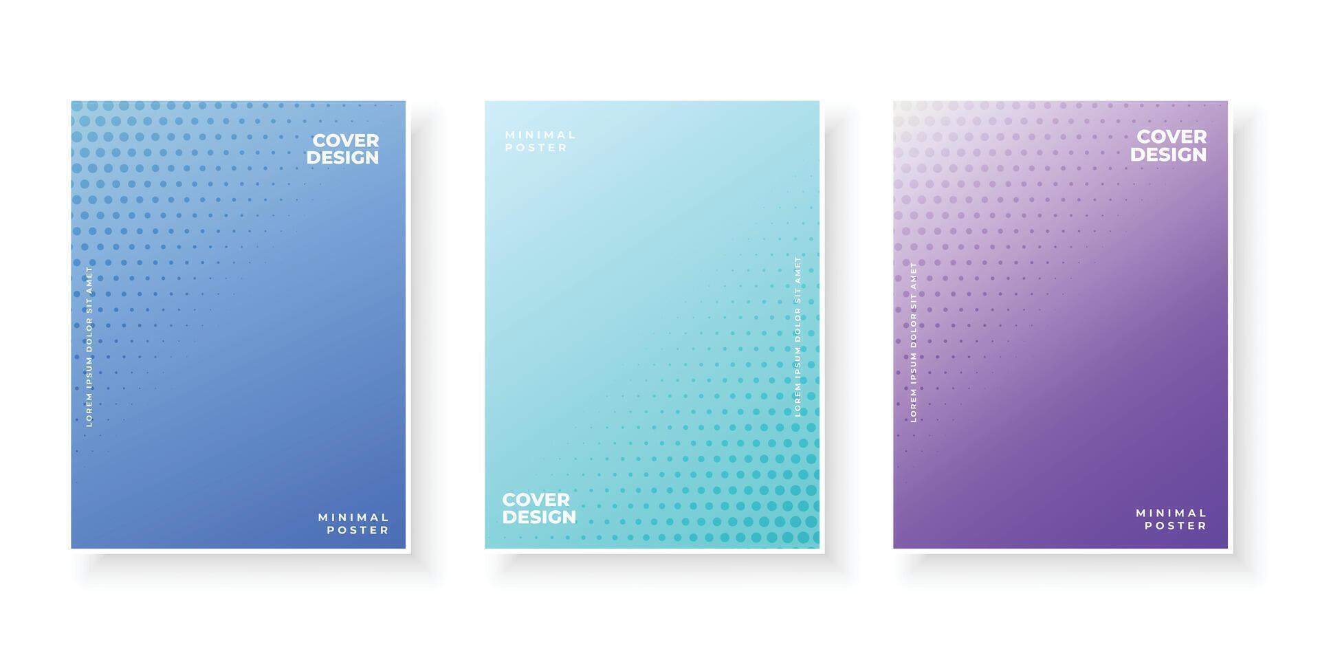 Colorful gradient covers with dots abstract design set vector