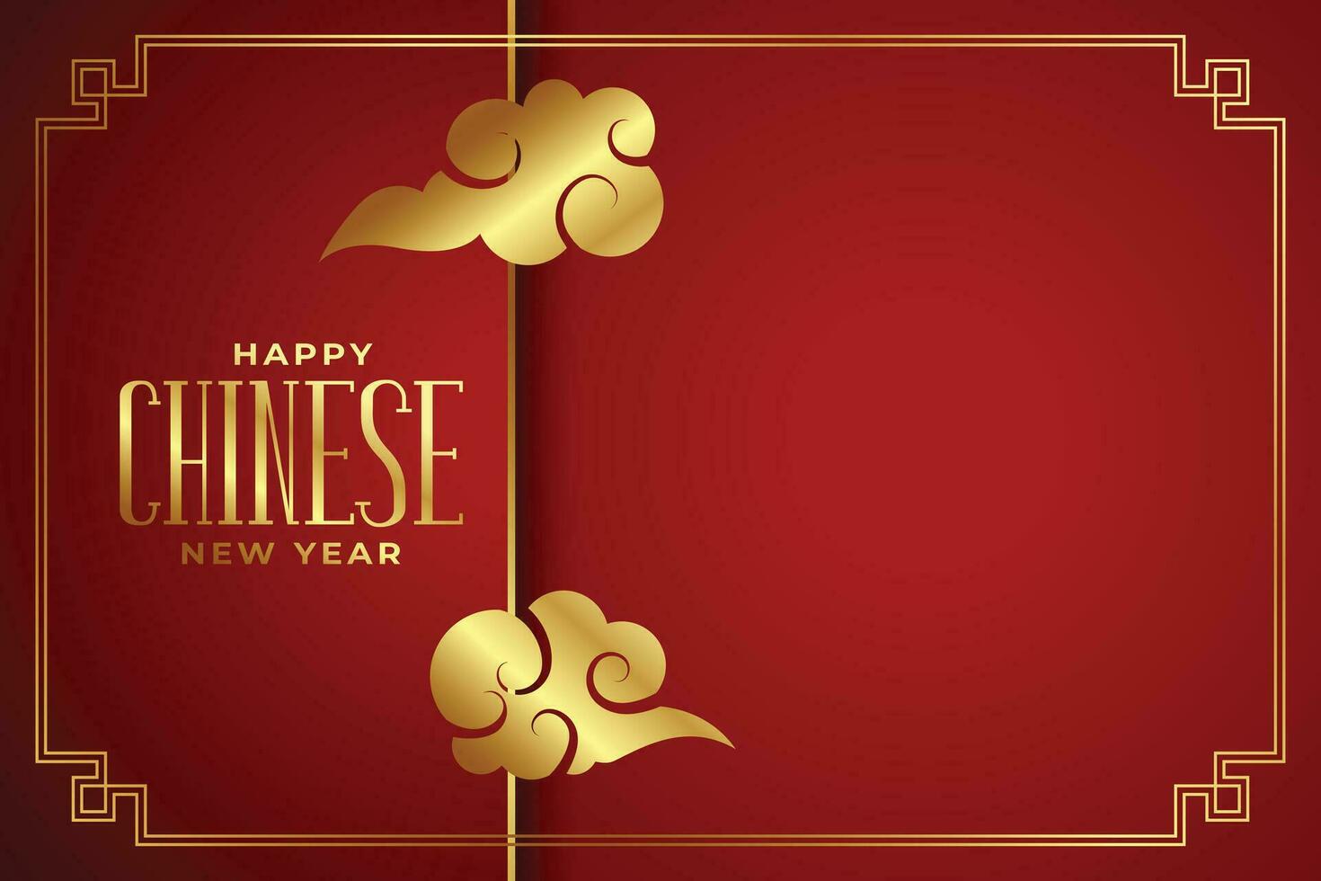 Happy chinese new year with cloud on red background vector