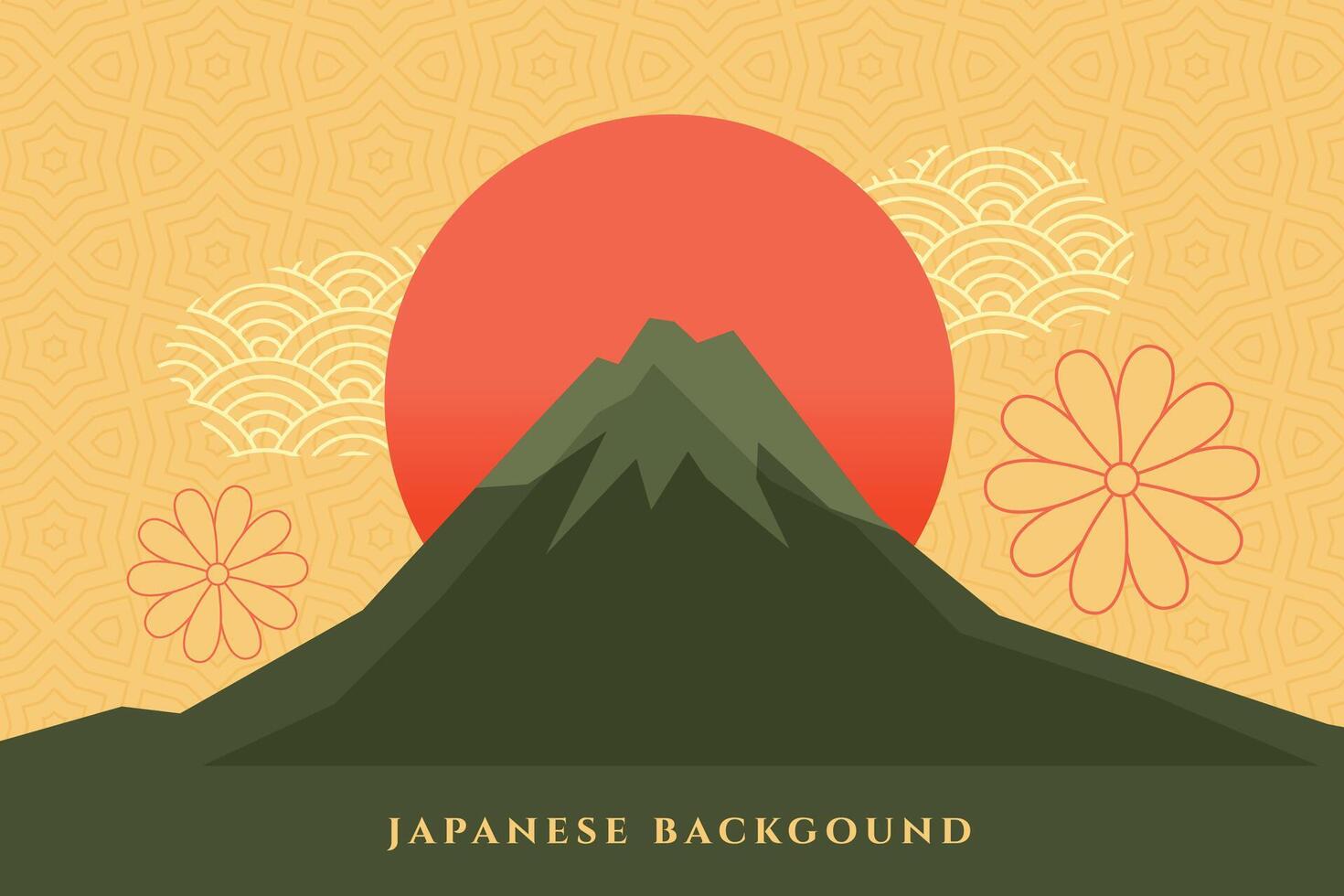 japanese background with mount fuzi  decorative design vector