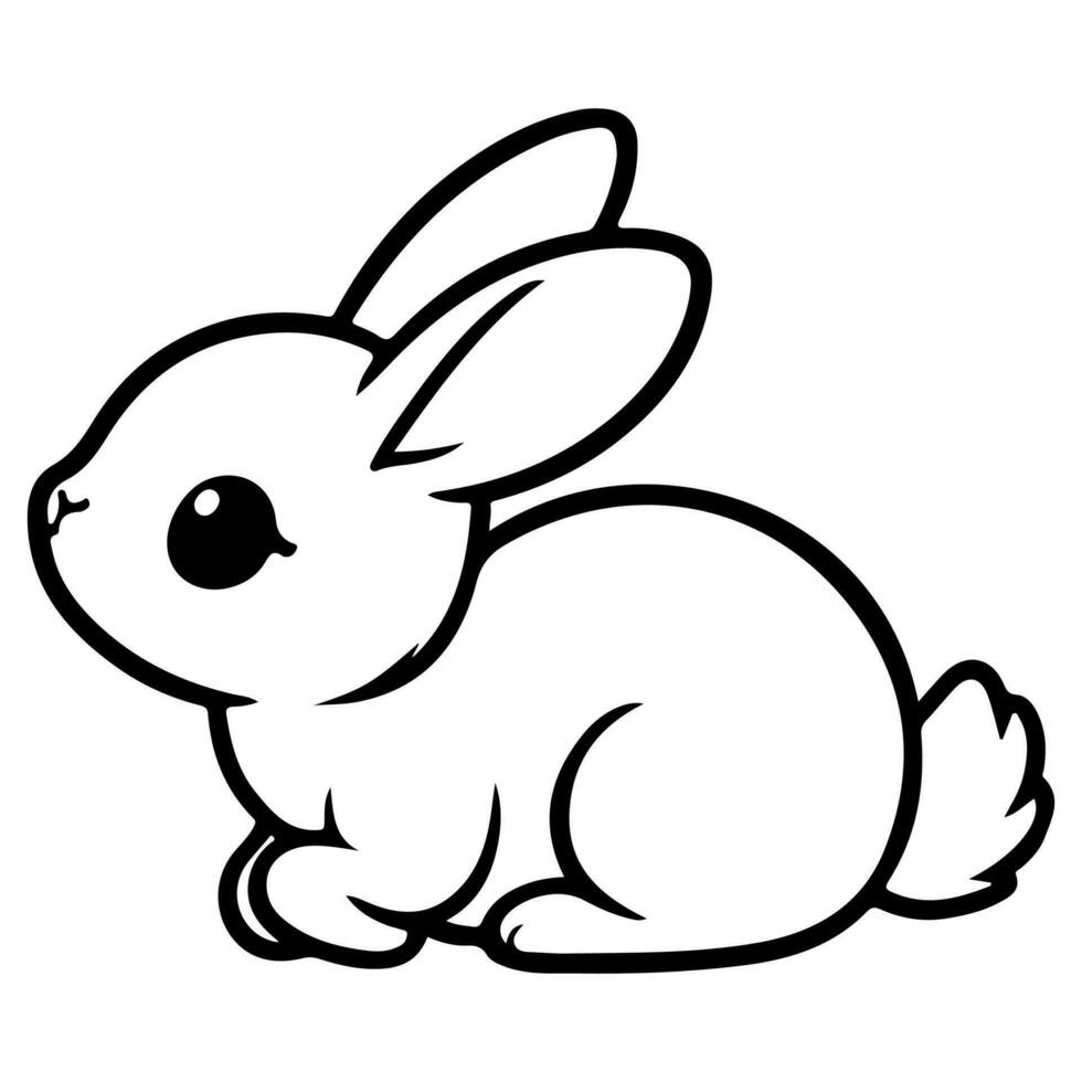 AI generated cute rabbit Doodle style hand drawn style black art line illustration. Happy Easter day bunny pose outline sketch icon on transparency vector