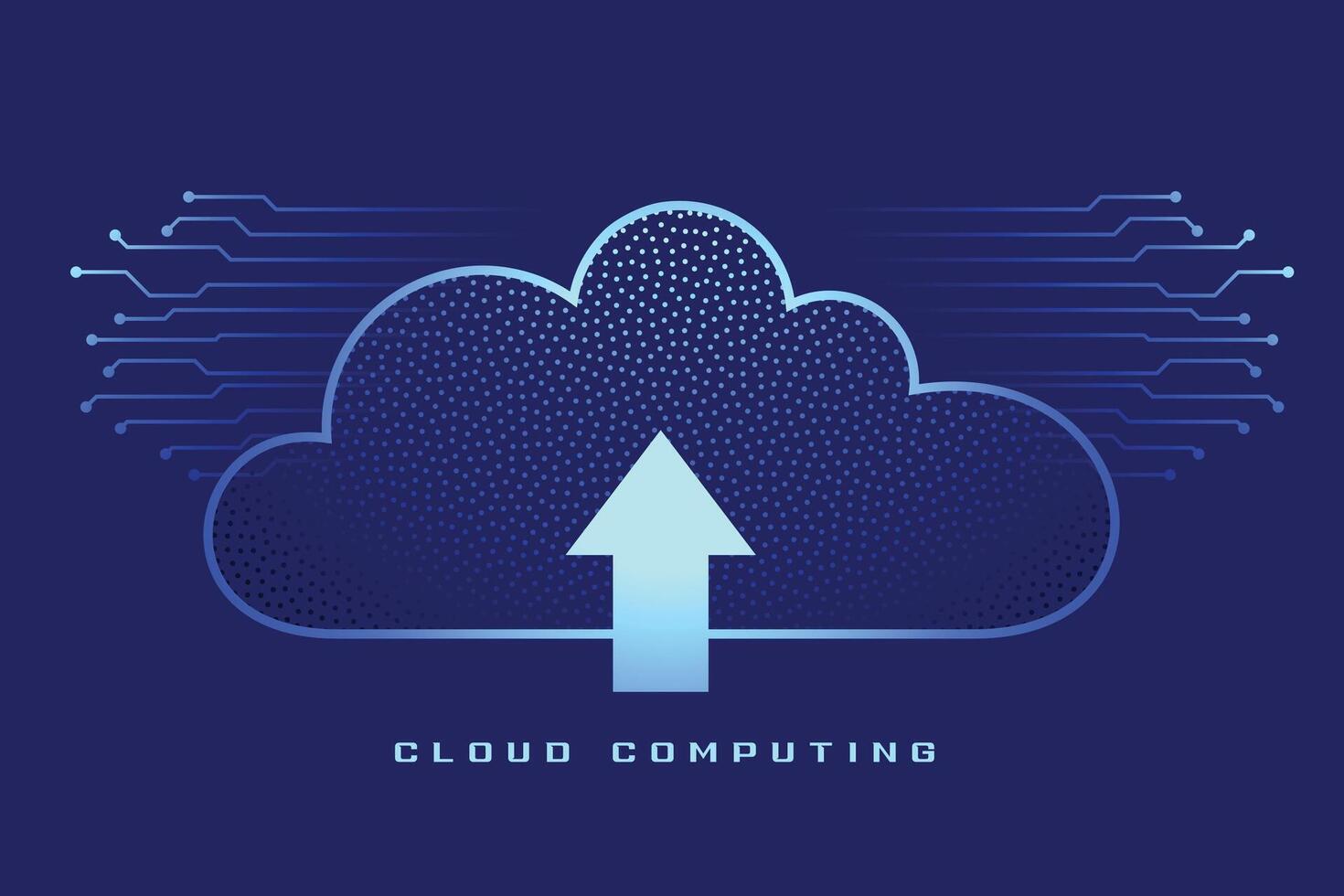 cloud computing background with upload arrow symbol vector
