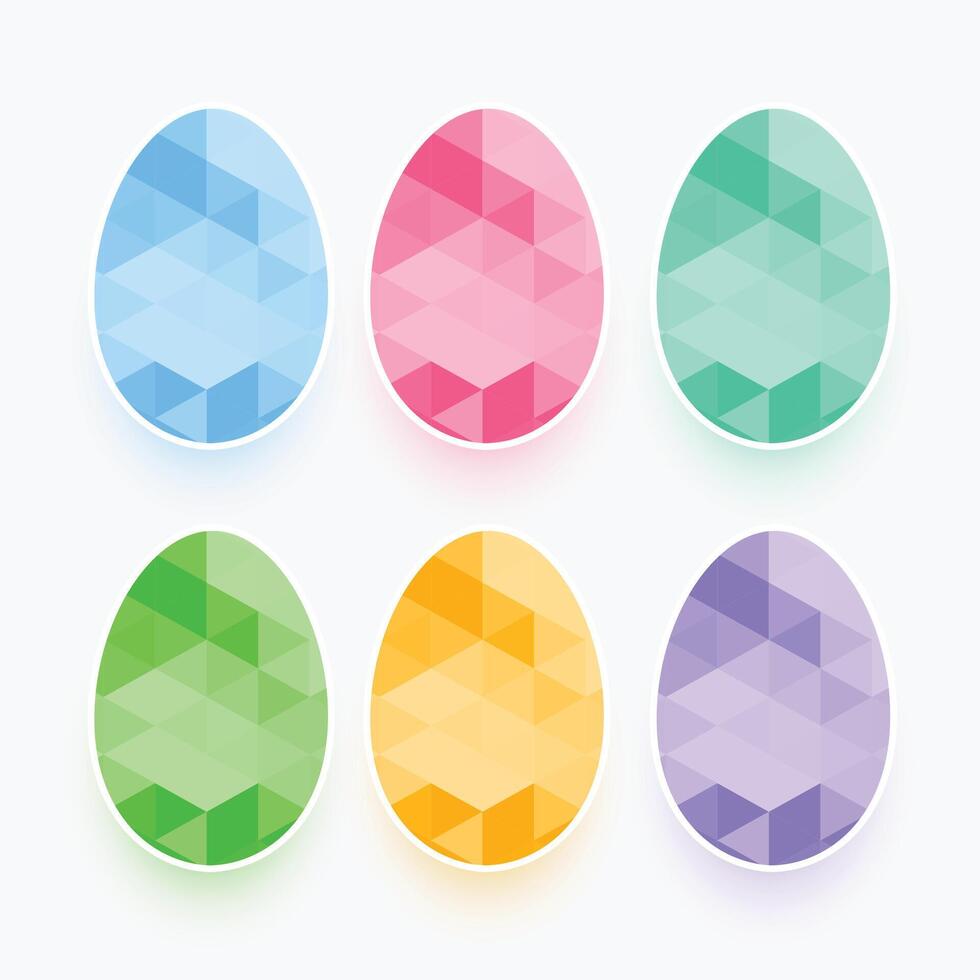 set of easter eggs in gems style vector