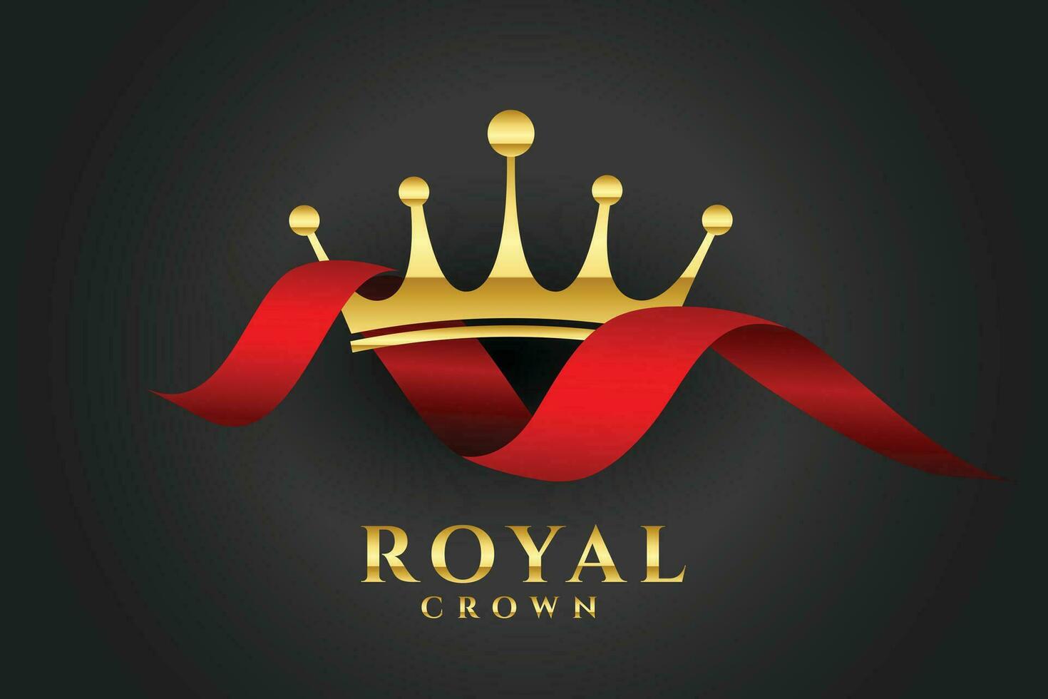 royal crown background with red ribbon vector
