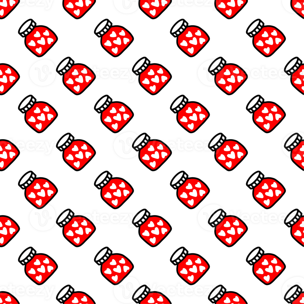Seamless pattern of Jars with heart.Pattern for Valentines day png