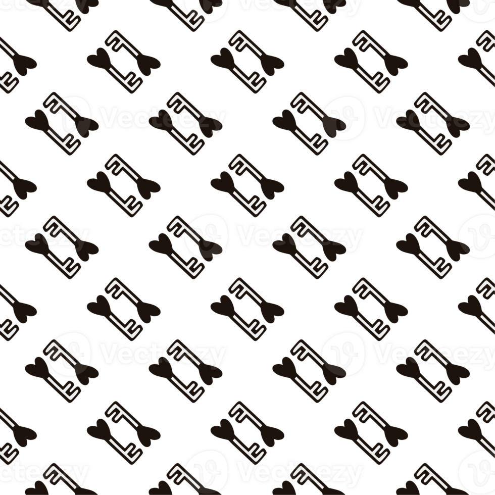 Seamless pattern with a heart-shaped key. png