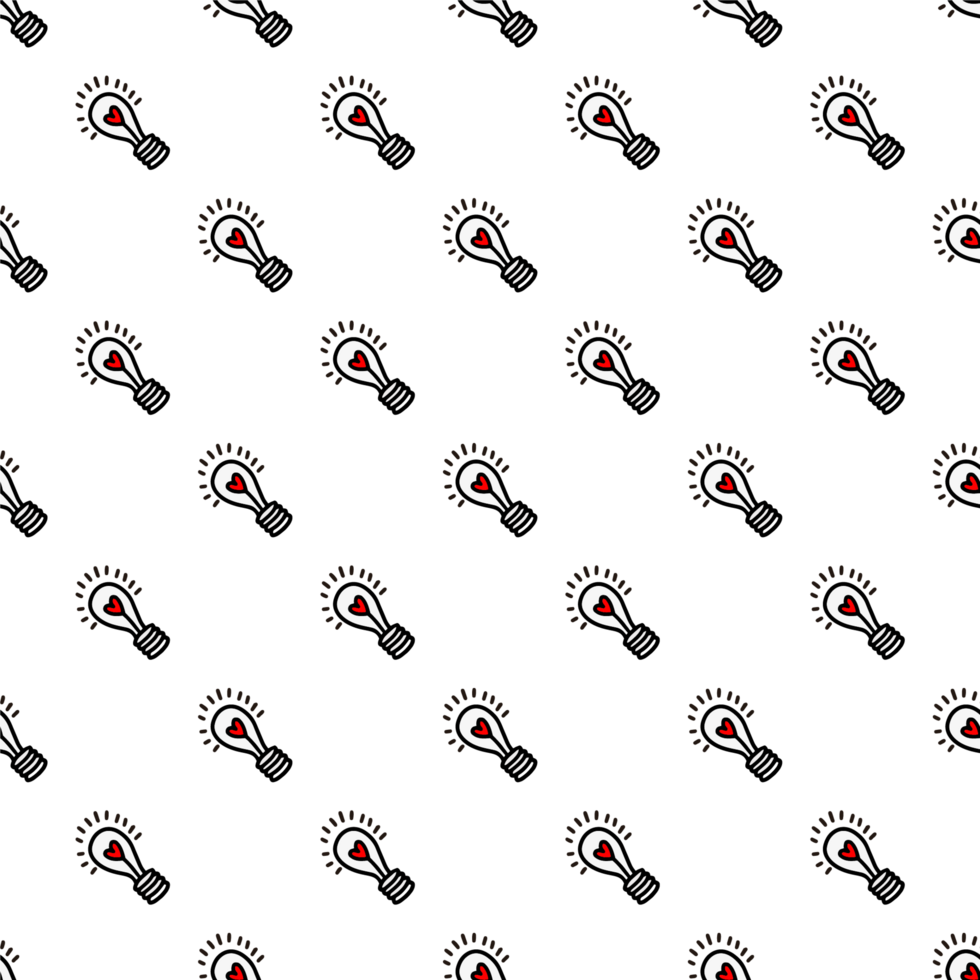 Seamless pattern with light bulbs with a heart png