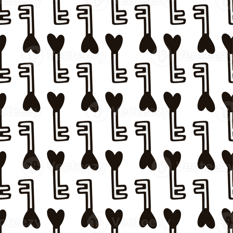 Seamless pattern with a heart-shaped key. png