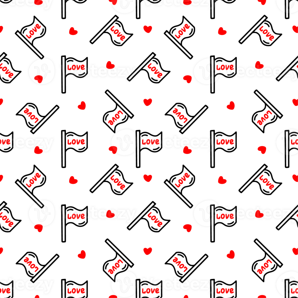 Seamless pattern with a flag and hearts png