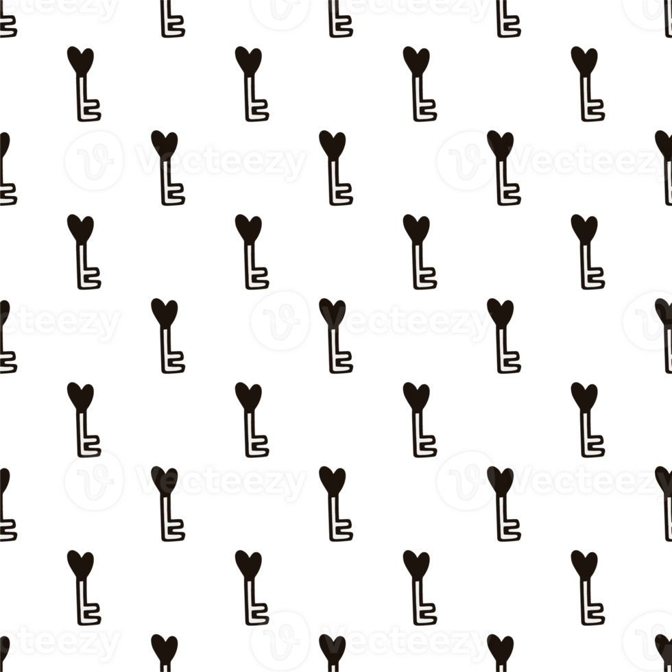 Seamless pattern with a heart-shaped key. png