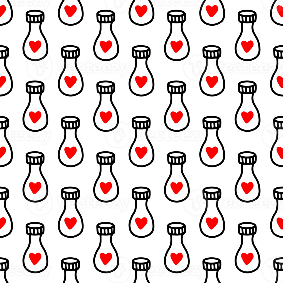 Seamless pattern of Jars with heart.Pattern for Valentines day png