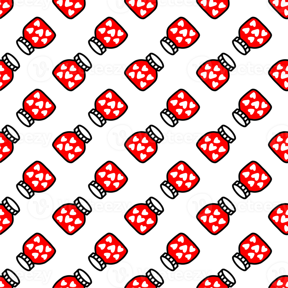 Seamless pattern of Jars with heart. Pattern for Valentines day png