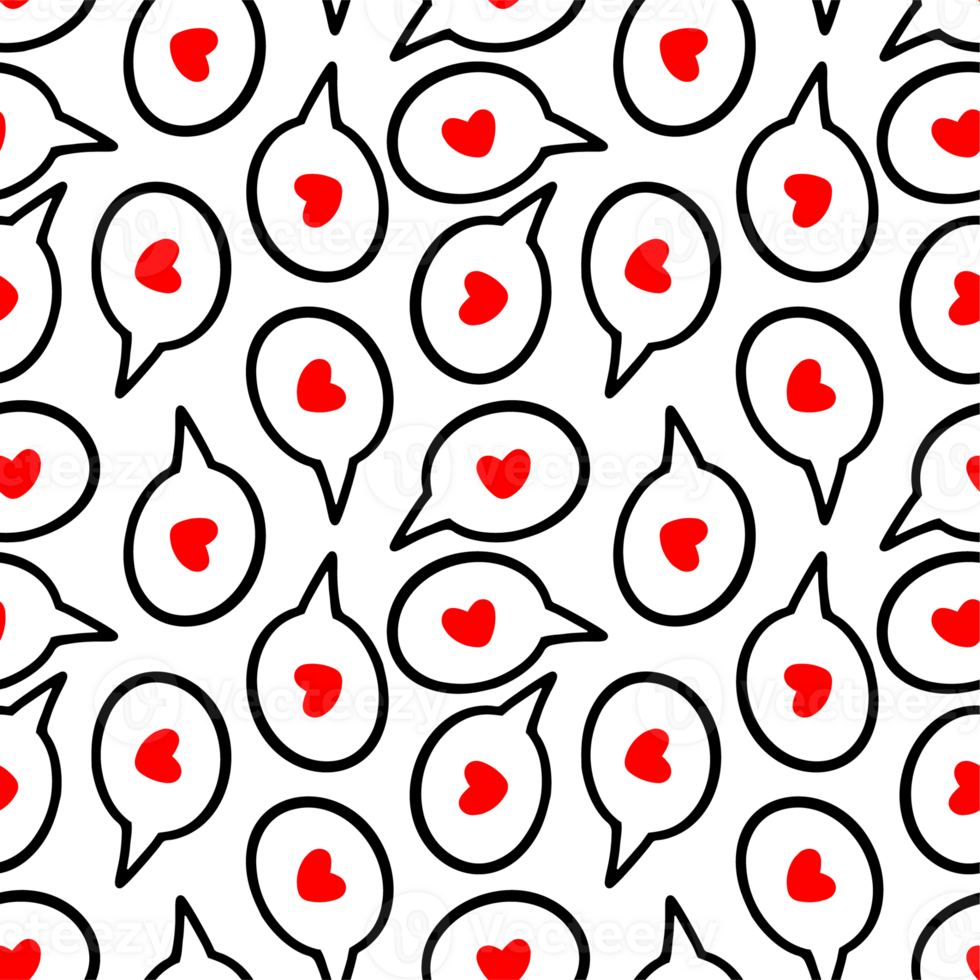 Pattern of speech bubbles with hearts png
