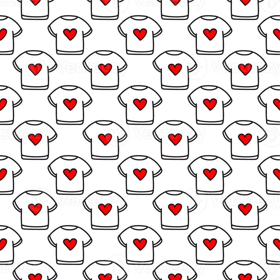 pattern of a T-shirt with a heart.Pattern for Valentines Day png