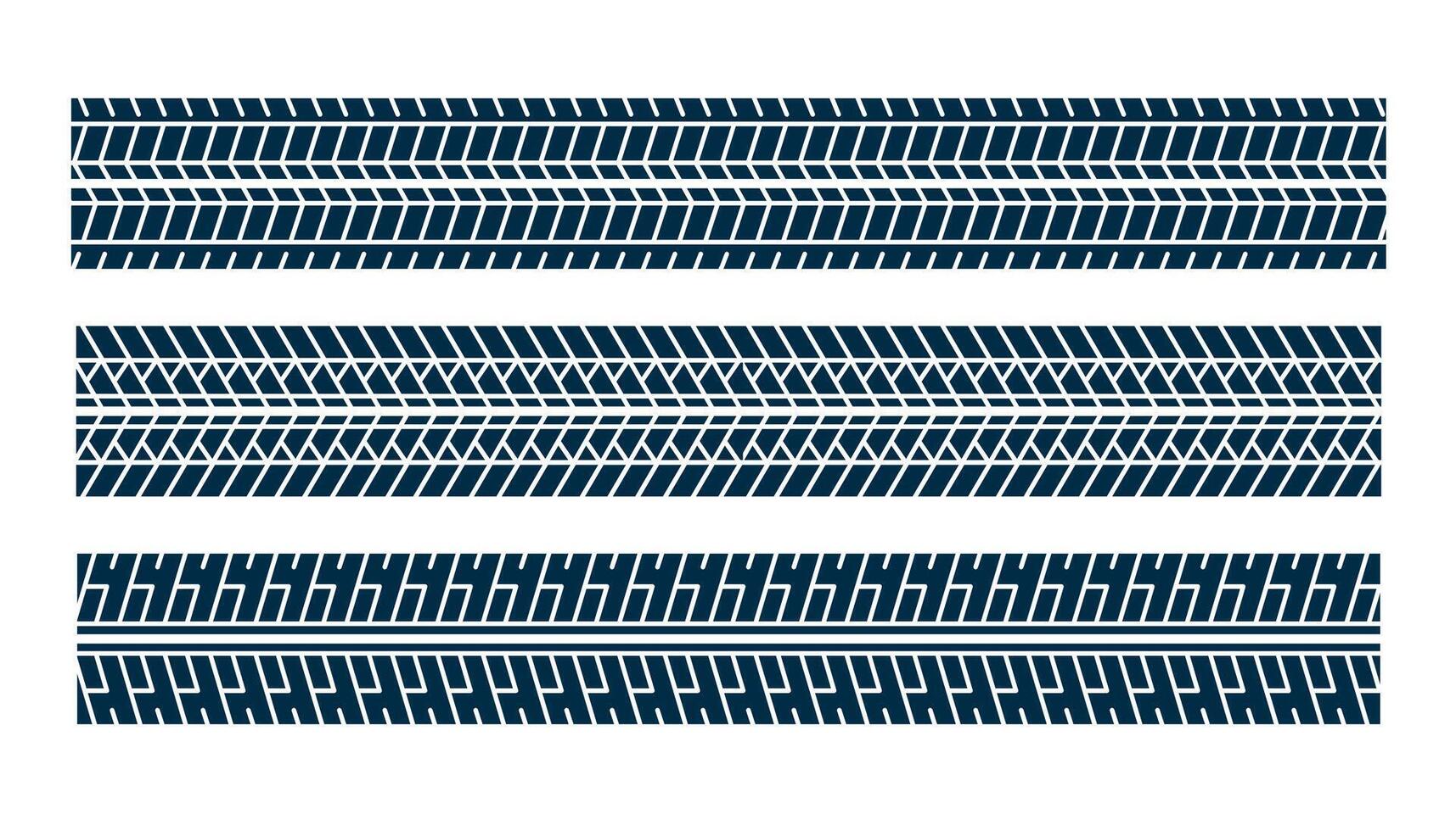 set of tire track print mark pattern vector